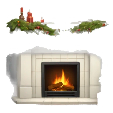 white Christmas fireplace sticker