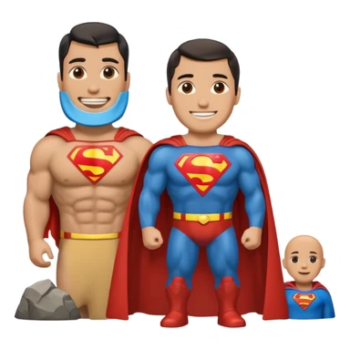 a moai emoji with a superman cape with the original face or the moai emoji with a super man saving people vibe like the superman there is some man waiting in the sky meme but then with moai sticker
