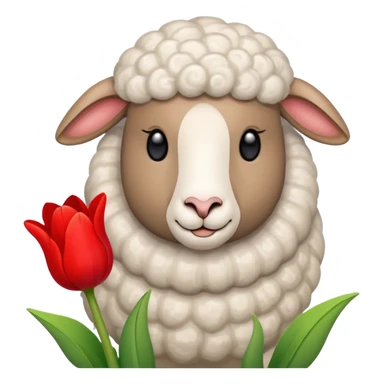 Oveja con un tulipán Al lado sticker
