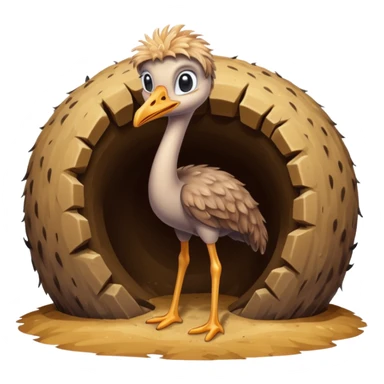 Ostrich with head inside a hole in the ground sticker