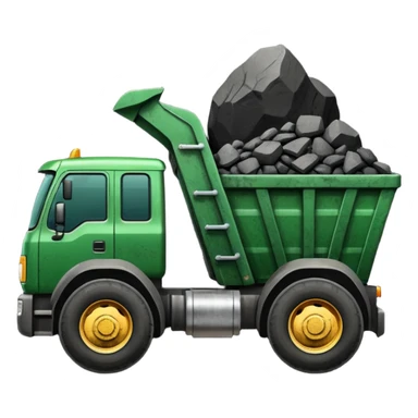 green truck with coal ore sticker