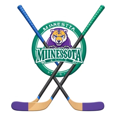 Minnesota state logo with hockey sticks and puck  sticker