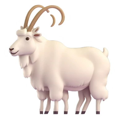 realistic 3D mountain goat with textured fur sticker