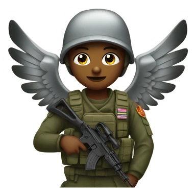 black army angel with ak47 and wings sticker
