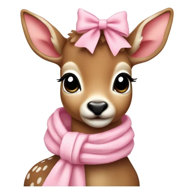 cute deer with baby pink scarf and bow sticker