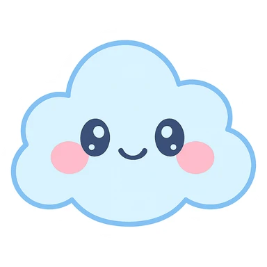 kawaii style happy cloud with blushing face sticker