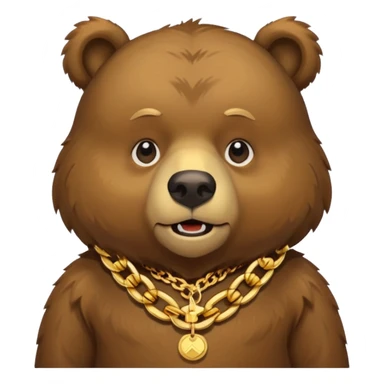 cute Russian grizzly bear wearing a rapper chain sticker