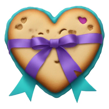 Cookie heart with teal purple support ribbon loop sticker