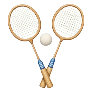 Two crossed badminton rackets with a shuttlecock resting in between, set against the faint outline of a badminton court. The image highlights the tools of the sport, with a subtle emphasis on the court's net and boundaries, symbolizing competition and skill. sticker