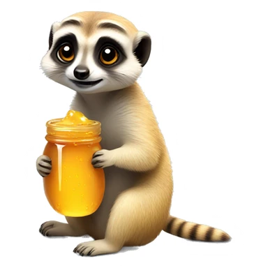 Cute meerkat eating honey sticker