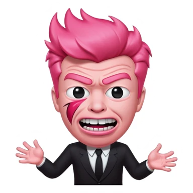 Rick Astley as traumatized pinkish red good but … trollface that fights the evil one and the background is pitch black and the entire picture including “Rick” is staticky and glitchy type sticker