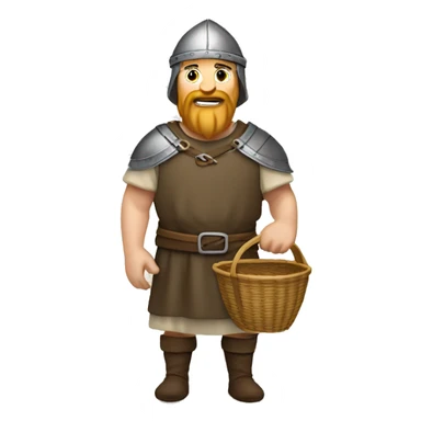 medieval market caucasian viking  visitor with a basket sticker