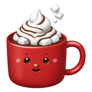 red mug of hot chocolate with marshmallows sticker