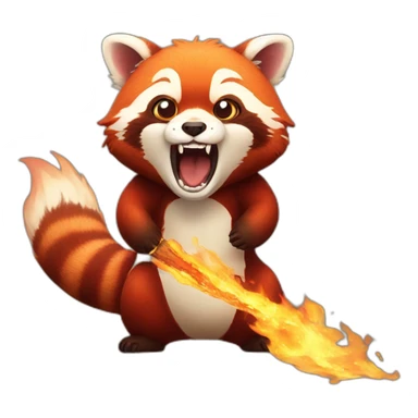 Red panda opening mouth with fire sticker