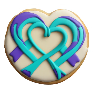 Purple teal Suicide awareness ribbon, heart cookie sticker