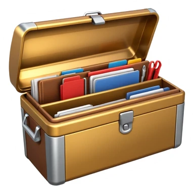 3D Brown golden toolbox filled with files sticker