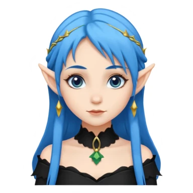 woman elves with blue hair black dress  sticker