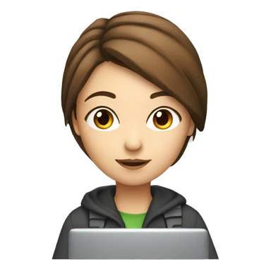 pretty programmer girl with brown hair working with PC sticker