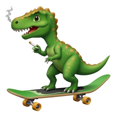 a dinosaur riding a skateboard smoking a cigarette  sticker
