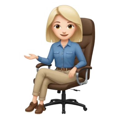 Feeling relaxed and happy at office for woman with a smile on face and with a calm attitude , aligned in a working chair sticker