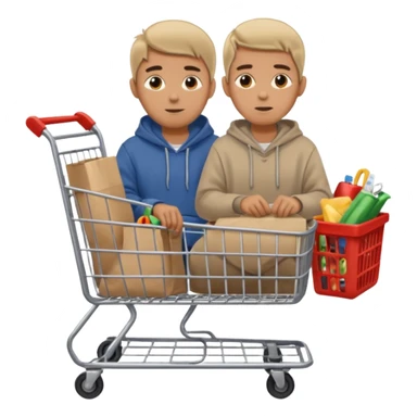 A man in oversized second-hand clothes, sitting beside a shopping cart of items, looking around with soft hopeful eyes.
 sticker