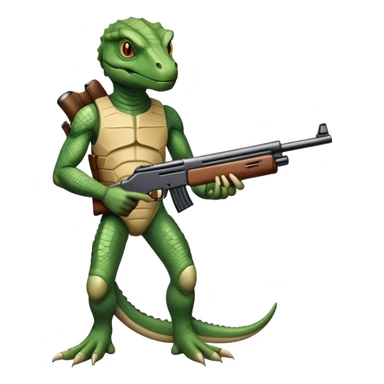 reptilian humanoid with shotgun sticker