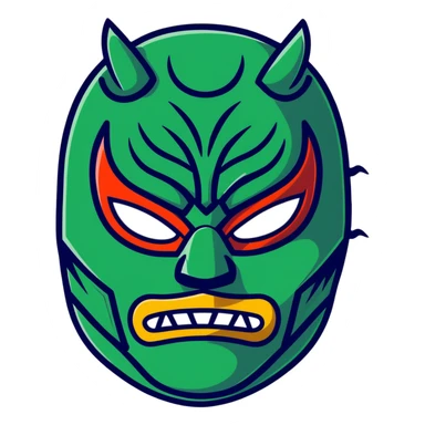 colorful sinister luchador mask with scary features sticker