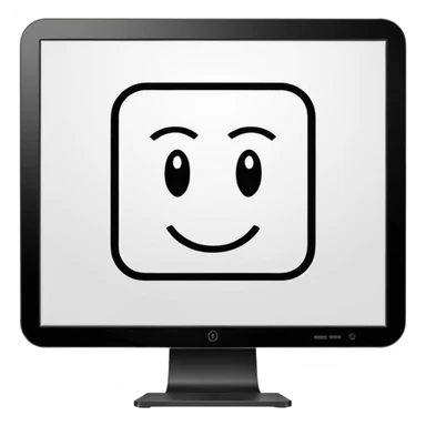 Minimalistic flat vector icon, iOS style, thin black contour on white background. Adobe Illustrator logo "Ai" inside a simple square, clean and modern, no text outside the logo, no shadows. Optionally placed on a minimal computer monitor outline sticker