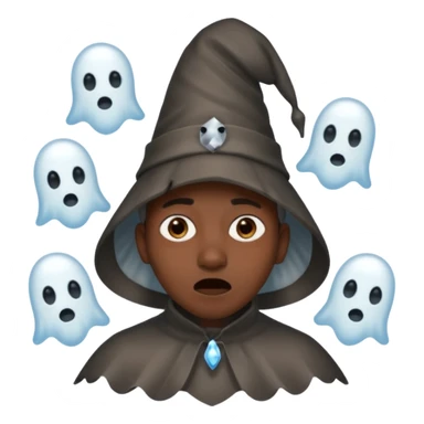 4 ghosts with pointy hats scaring a black person sticker