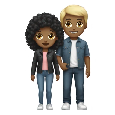 black hair boy with blonde girl sticker