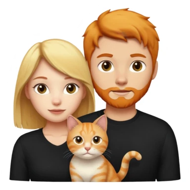 There is a blonde girl, a ginger cat, and a black-haired guy. sticker