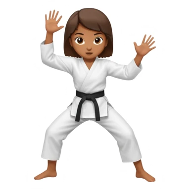 Ragazza castana che pratica karate, ha la cintura nera ed io tradizionale kimono bianco del karate, tira un calcio laterale oppure un pugno oppure è in posizione di guardia sticker