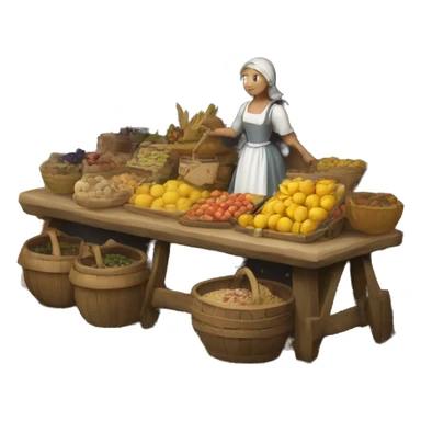 medieval market stand with maid sticker