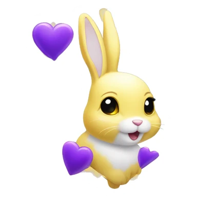 Yellow sparkles and lovely rabbit and Purple Hearts sticker