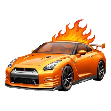 Nissan GTR R35 with flames sticker