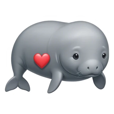 Manatee Swimming with a heart ￼ sticker