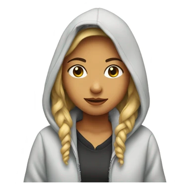 Girl with a hoodie listing to music sticker