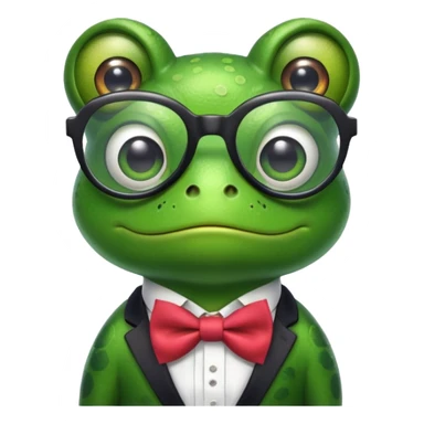 frog with glasses and bow tie making a silly face sticker