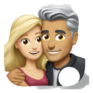 George Clooney hugging blonde woman holding Yorkshire terrier  sticker