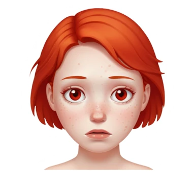 Girl with bad acne sad, red freckles sticker