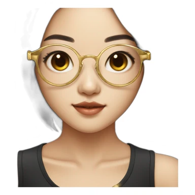 cute-singaporean-chinesegirl-with-black-hair and pure gold glasses sticker