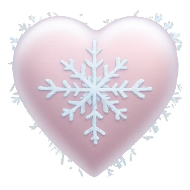 frozen icy pale pink heart with snowflakes on top sticker