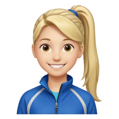 active ponytail hair teen girl in sport jacket smile happily  sticker