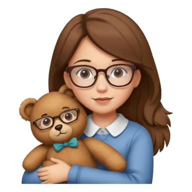 girl glasses and teddy  sticker