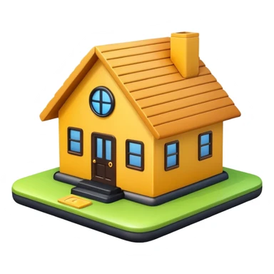 A smart home AI system emoji with a house icon and AI chip, modern design sticker