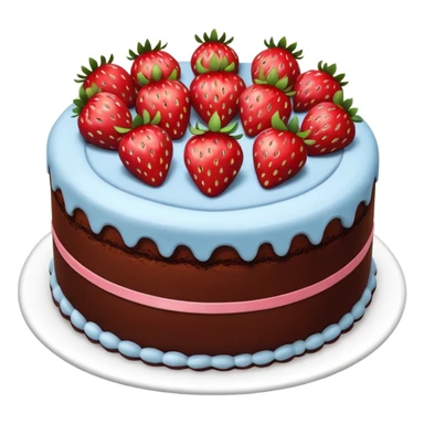 round chocolate cake decorated with whole strawberries sticker