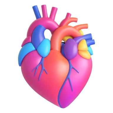 3D emoji style heart, pink, iridescent rainbow highlights sticker