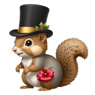 Gray squirrel with a tophat sticker