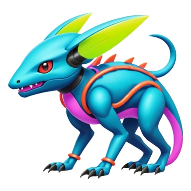  exotic tropical cyber-Protogen-Fakémon-Pokémon-Vernid-creature sticker