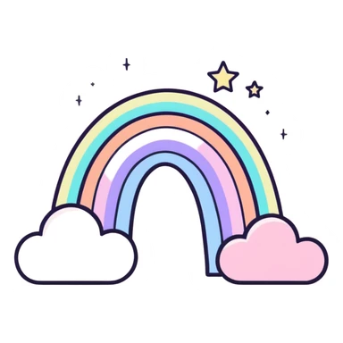 dreamy pastel pink rainbow with stars and sparkles sticker